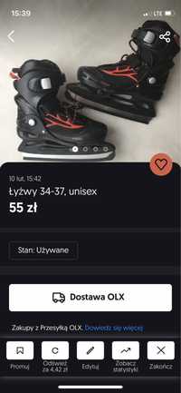 Łyżwy unisex regulowane