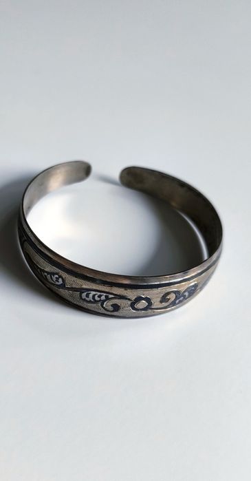 Srebrna bransoletka radziecka vintage próby 875 z czernieniem