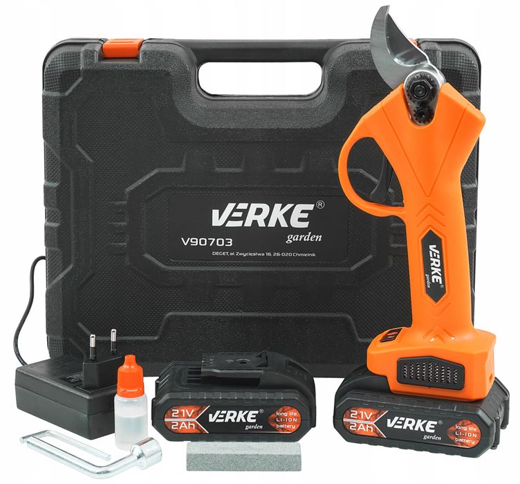 Sekator Akumulatorowy 21V, 2X2,0Ah Verke Garden V90703 zestaw