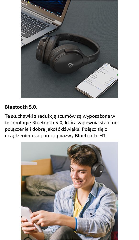 INFURTURE H1 Słuchawki z aktywną redukcją szumów z mikrofonem