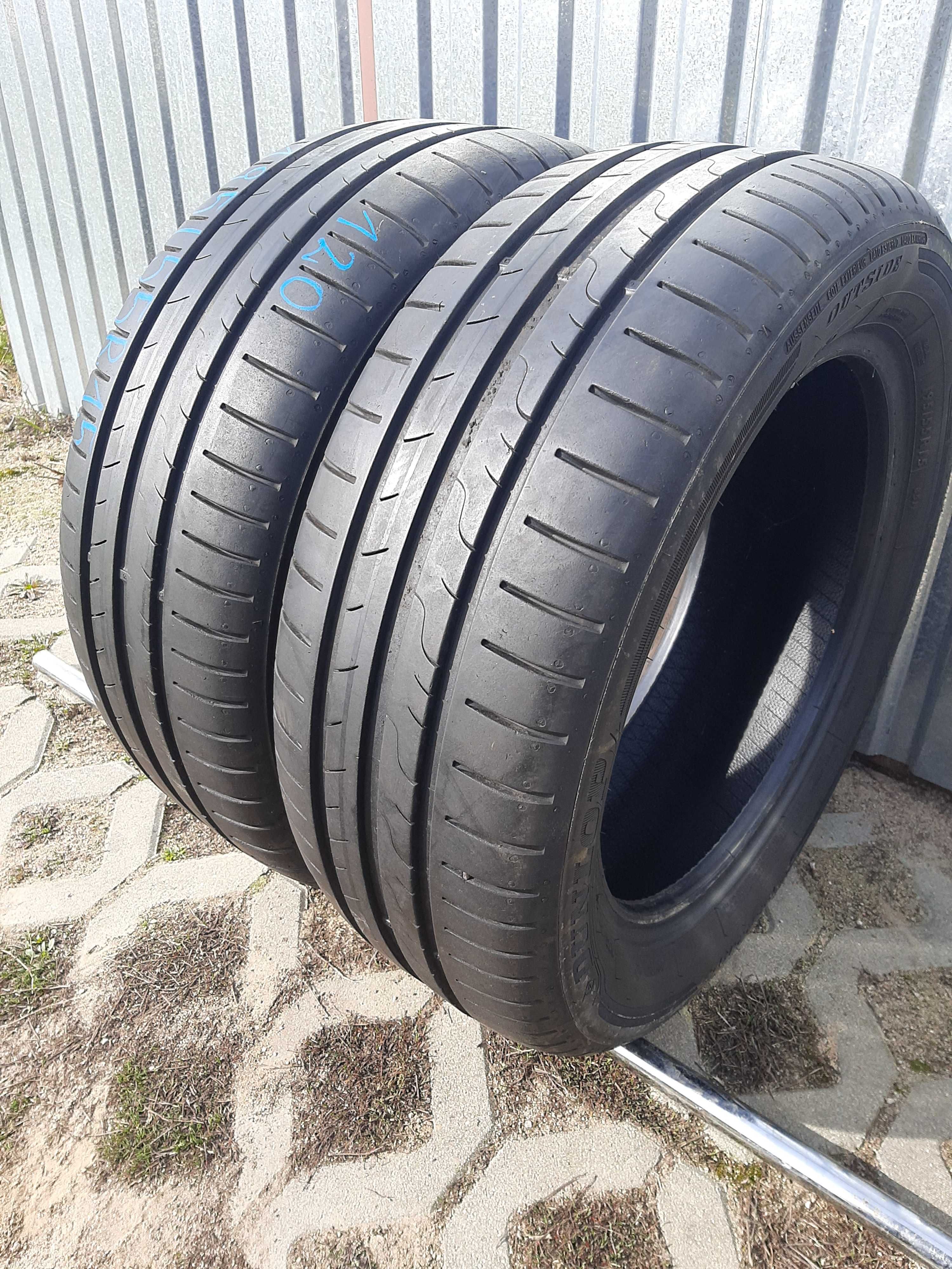 2x Opony letnie 195/55R15 Dunlop SportBluResponse 6mm 2016r