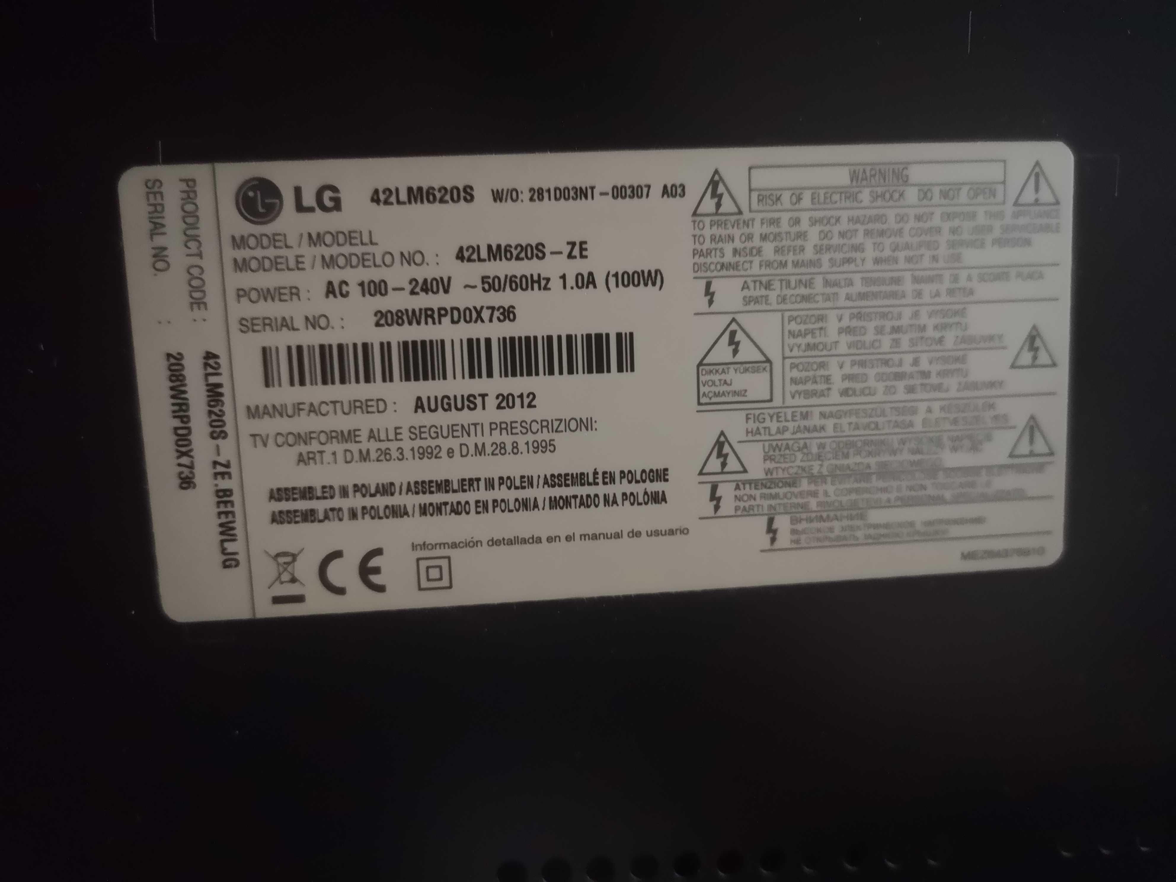 Telewizor LG LED 3d lm620s