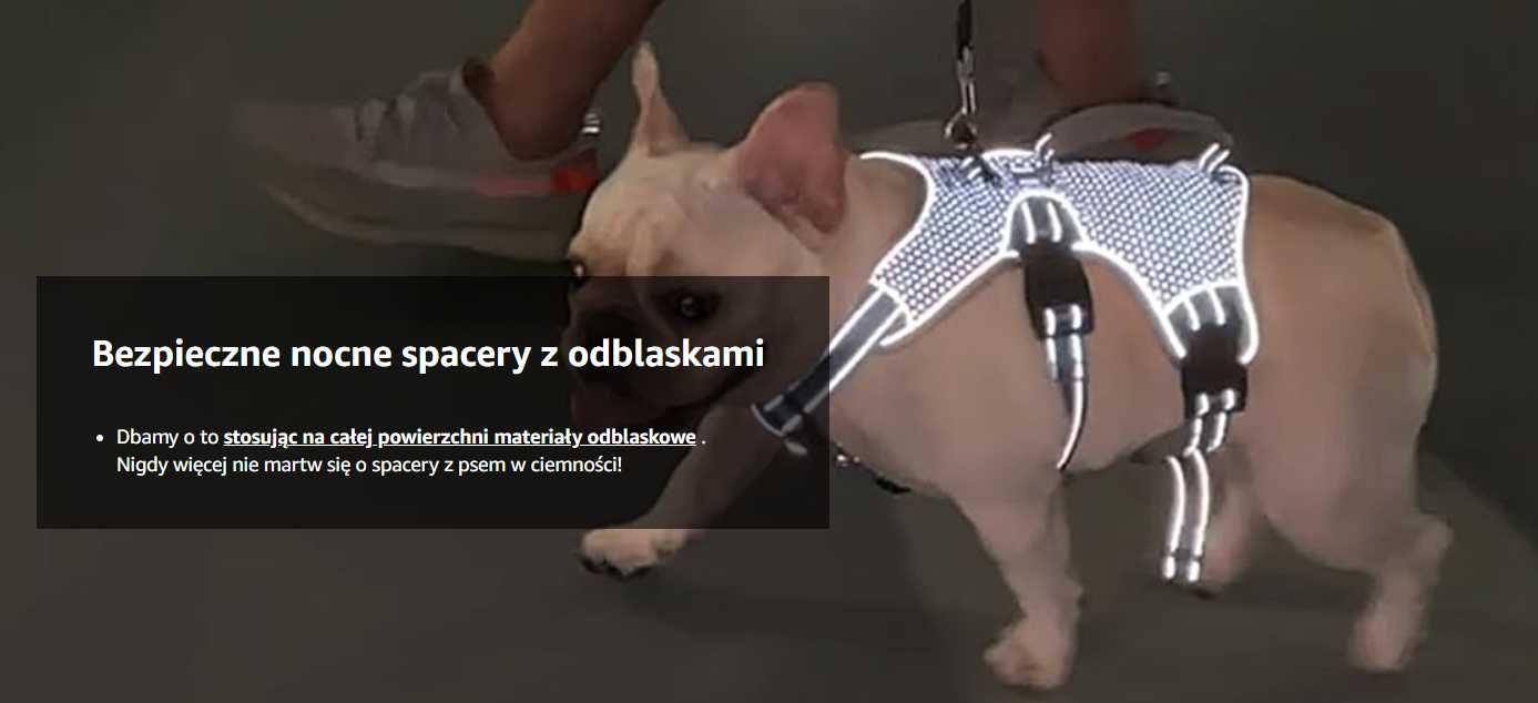 Szelki dla psa odblaskowe uchwyt regulowane dla małych psów S Huntboo