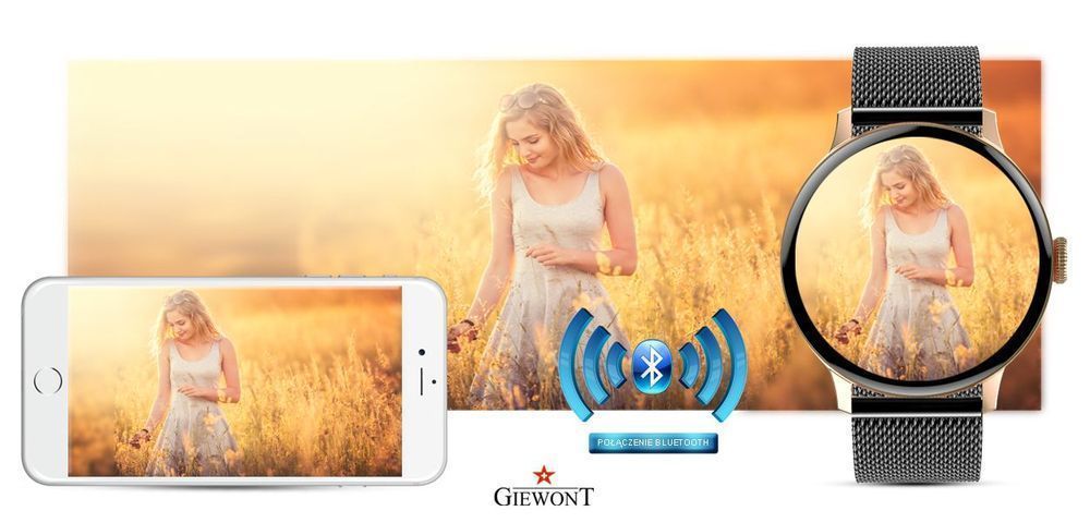 Smartwatch Damski Giewont GW330-4 Różowe Złoto-Róż Pasek + Bransoleta