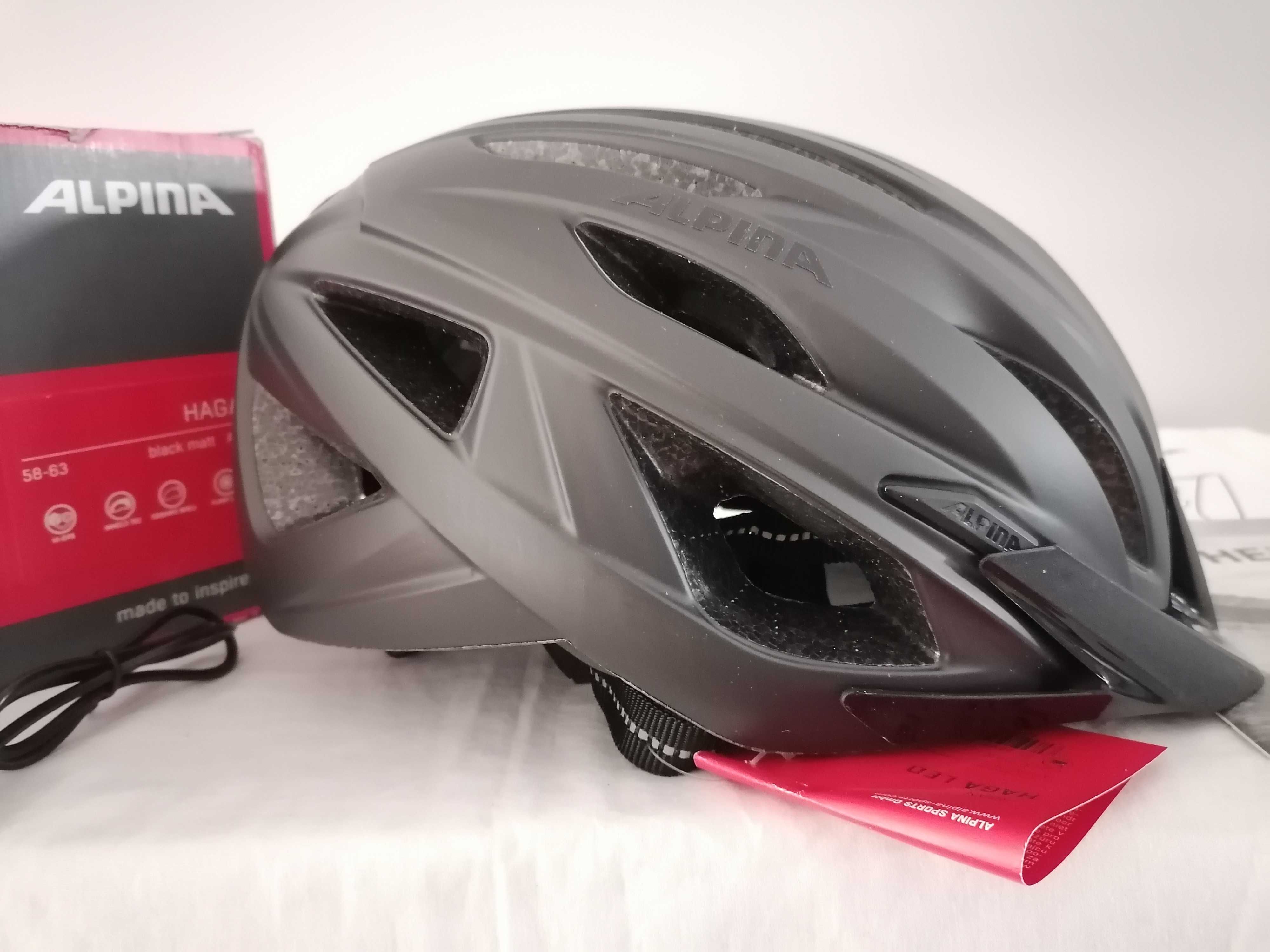 Kask rowerowy Alpina Urban Haga LED Matt Black L 58-63cm