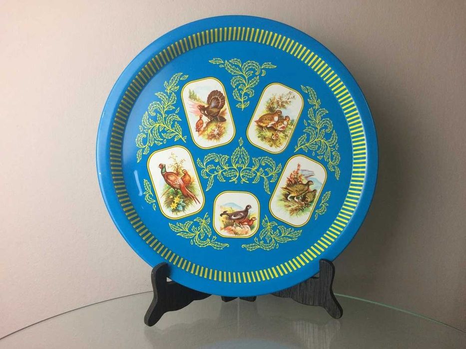 Polska Metalowa Taca Litografowana Do Serwowania Vintage