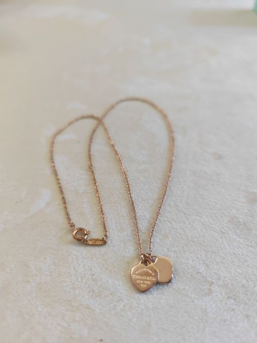 Naszyjnik z serduszkami różowe złoto T&Co