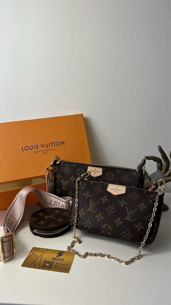 Luksusowa torebka skórzana Louis Vuitton monogram Multi Pochette skora