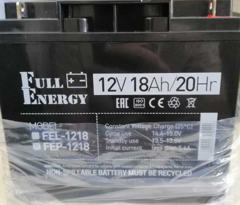 Акумулятор 12В 18А·год для ДБЖ Full Energy FEP-1218
