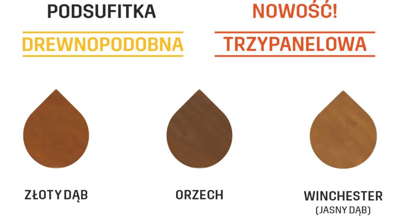 KROP PODSUFITKA PEŁNA PVC dł. 3 m drewnopodobna trzypanelowa