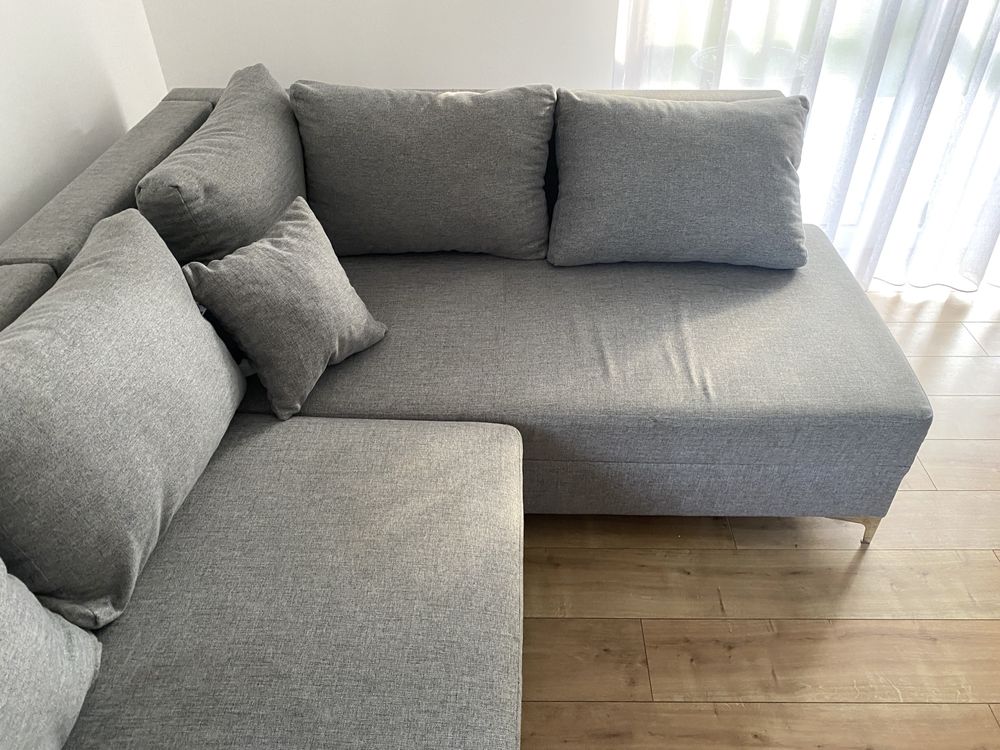 Narożnik duży sofa funkcja spania pojemnik szary polska marka