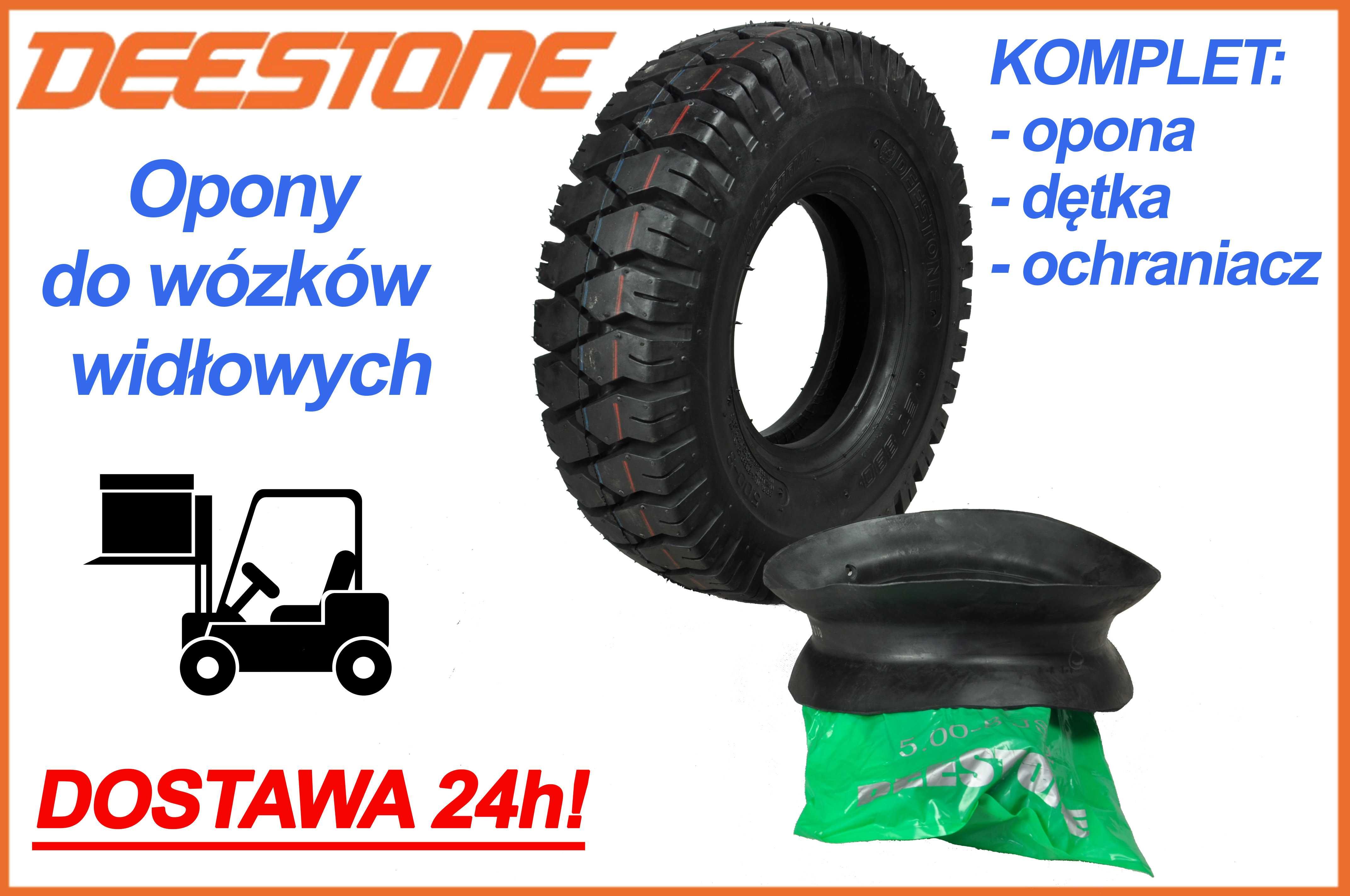 Opony do wózków widłowych 5.00-8 8PR Deestone z dętką i ochraniaczem