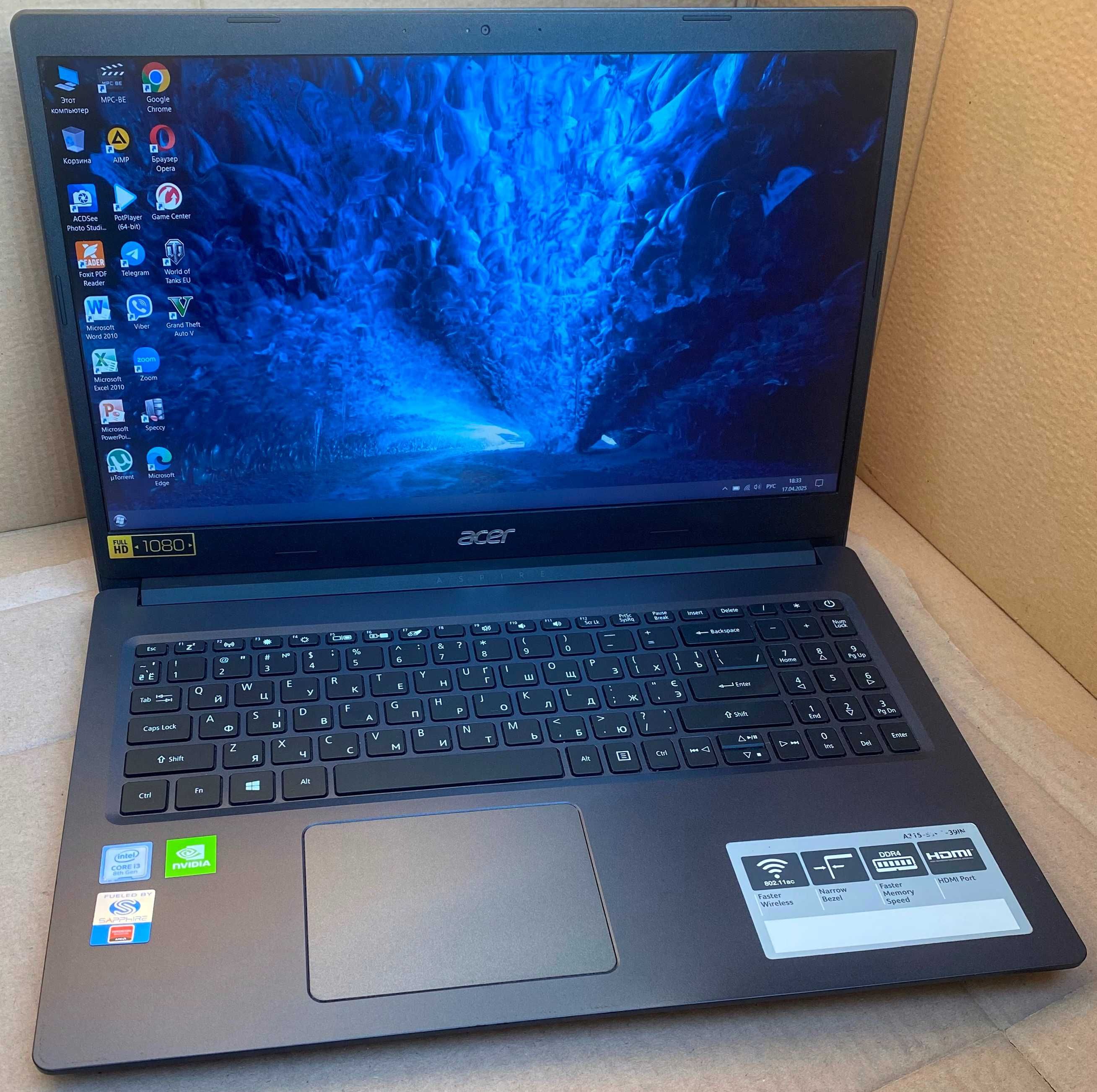 Ігровий Ноутбук Acer Aspire A315-55 i3-8130U RAM 8Gb SSD 240 MX130 2Gb