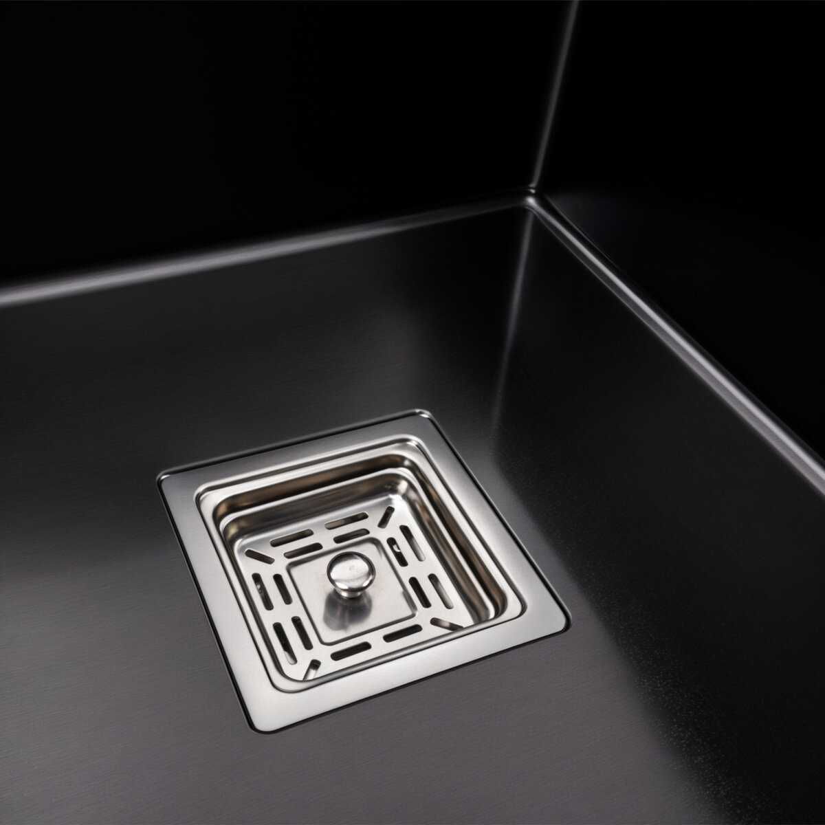 Кухонна мийка Platinum  65*50(квадратний сифон 3,0/1) чорная,L+R