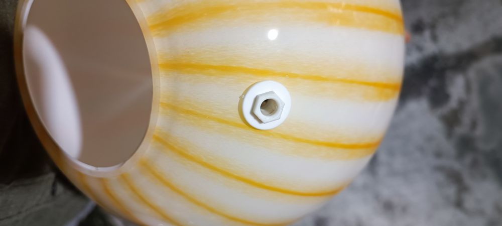 Candeeiro de mesa sem fios de vidro Laranja e branco ao estilo Murano