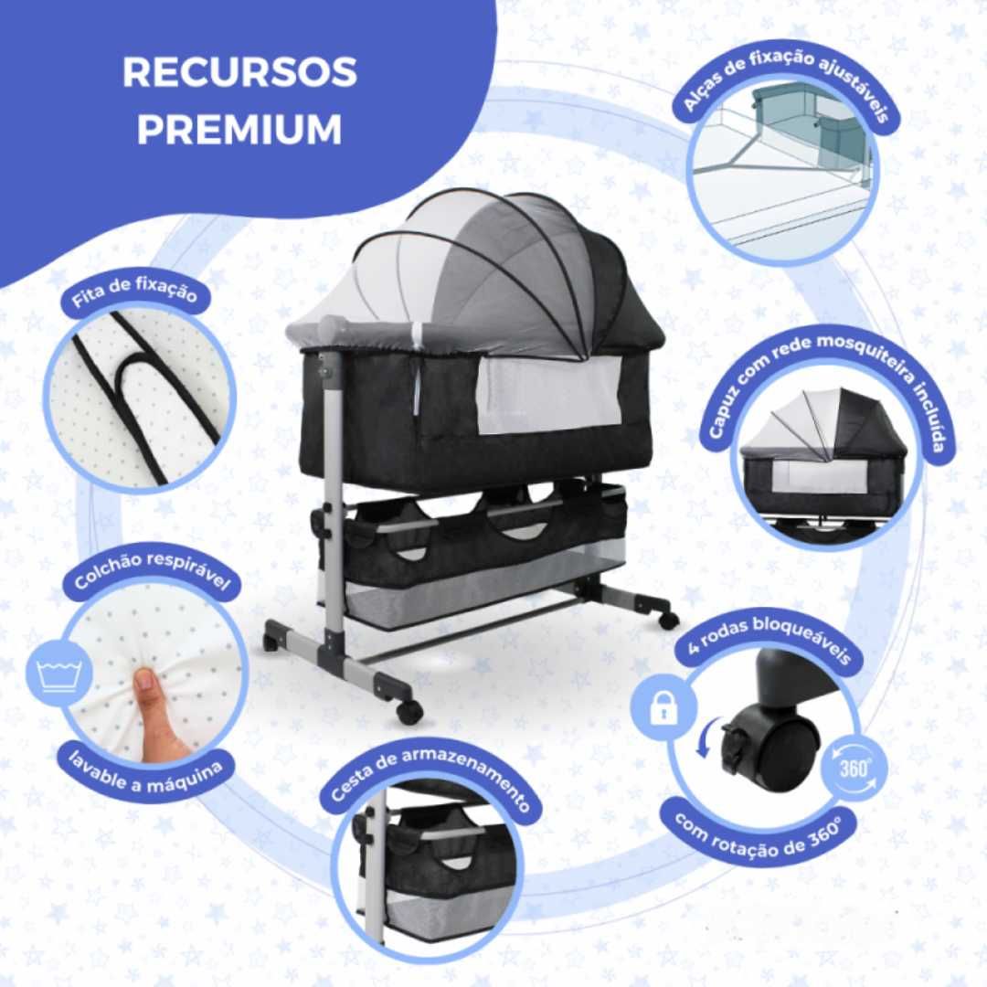 Berço 3 em 1 | Next2Me, Balanço e Antirrefluxo | Novo com colchão