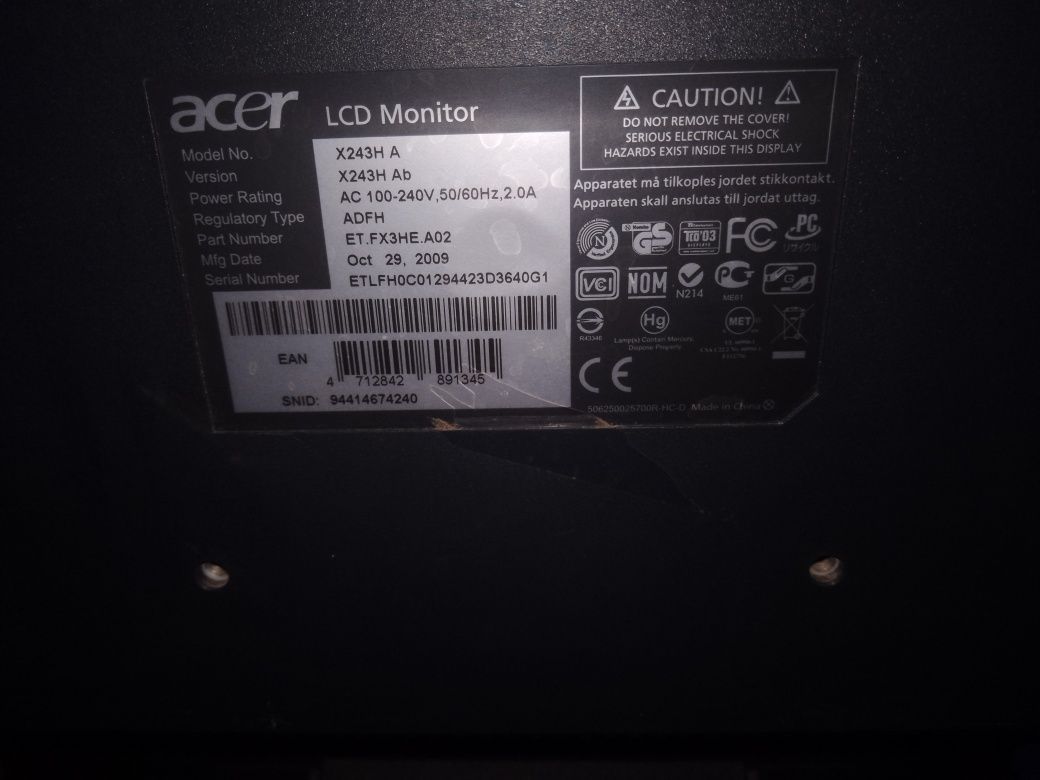Монитор Acer24робочий
