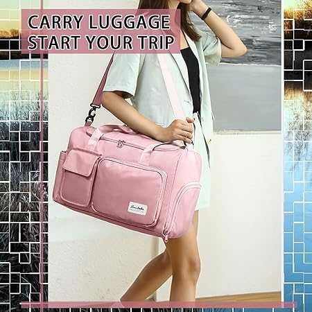 Torba sportowa z przegródką na buty różowa