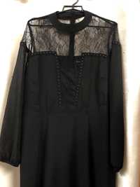 Simply Be długa czarna sukienka  42 XL