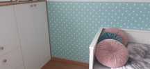 Tapeta miętowa w białe kropki 3,5 m x 1 m
