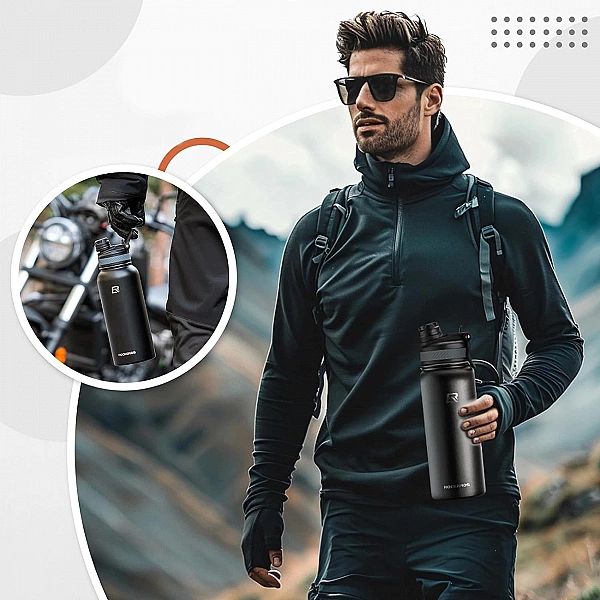 Bidon termiczny Rockbros rowerowy na napoje 530 ml - czarny