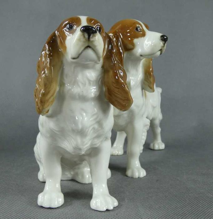 Figura porcelana Hutschenreuther dwa Cocker Spaniel pies 1970 - 1985