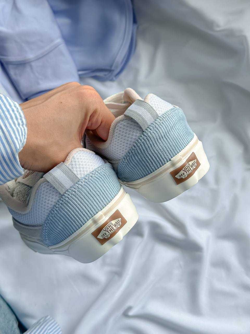 36р Кеди Vans KNU School Light Blue Premium ванс венс блакитні білі