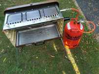 Grill gazowy Cramer z butlą 11kg + rożno Kamper