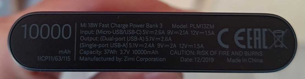 Powerbank Xiaomi Mi 3, 10000mAh, 18W, kolor czarny sygnowany Husqvarna