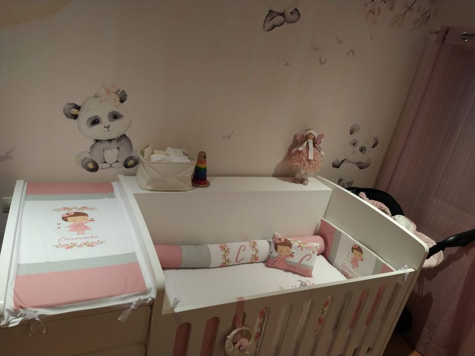 Quarto bebé menina elegante - branco e rosa