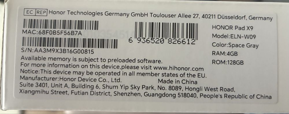Tablet Honor x9 4gb RAM 128gb