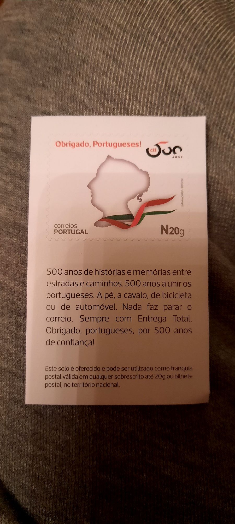 Selo Comemorativo 500 Anos CTT Portugal