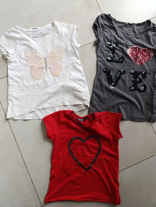 Bluzeczka hm bluzki hm rozmiar 122 koszulka motyl cekiny