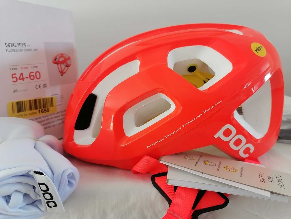 Kask rowerowy szosowy Poc Octal Mips Fluorescent Orange Avip M 54-60cm