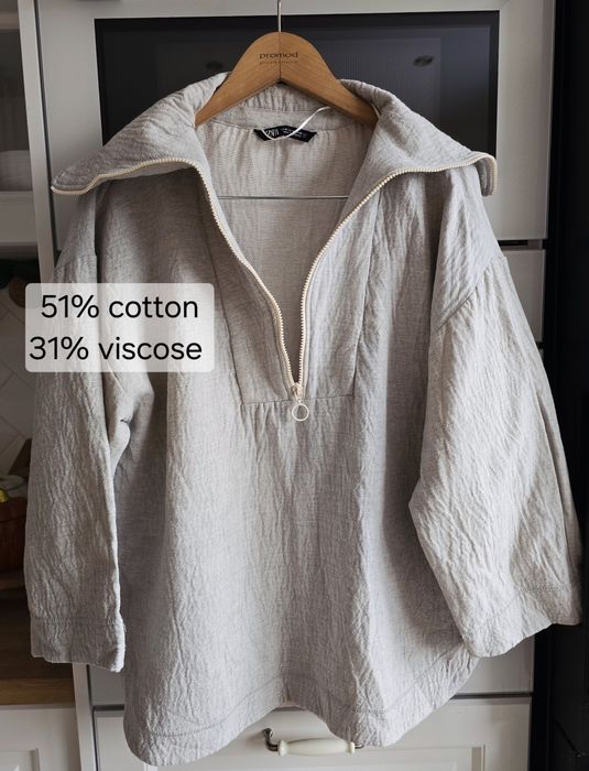 Bluza ZARA oversize M-XL szara bawełniana wiskoza