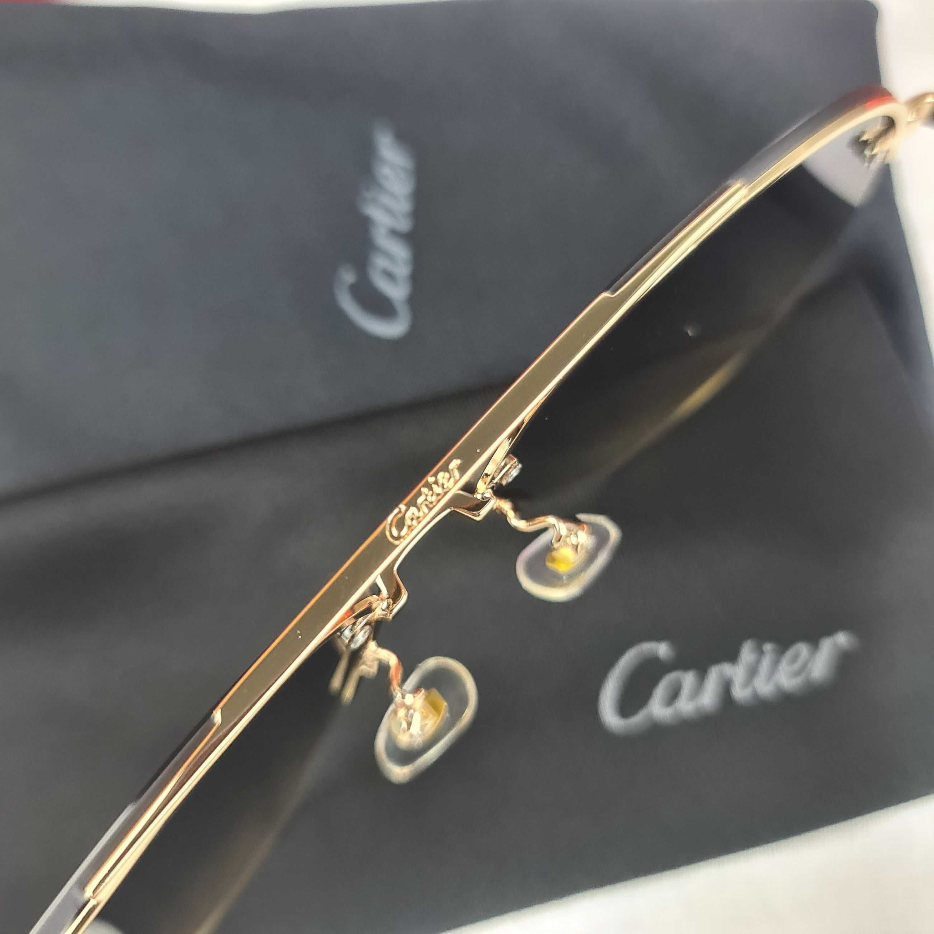 Okulary przeciwsłoneczne Zestaw Cartier zloto brazowe logowane