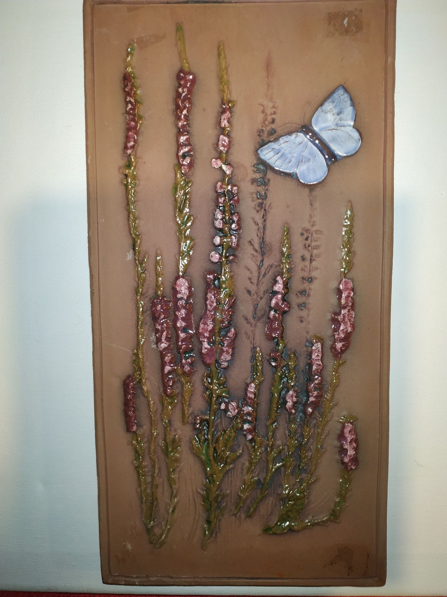 Jie Gantofa Sweden obrazek gliniany motywy roślinne z motylem śliczny