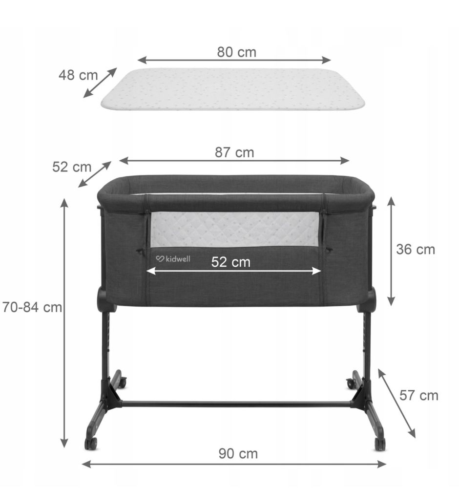 Łóżeczko dostawne turystyczne KIDWELL SNUZZY + materac 3w1