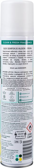 Batiste Original Suchy Szampon Do Włosów Świeżość Unisex 200 Ml