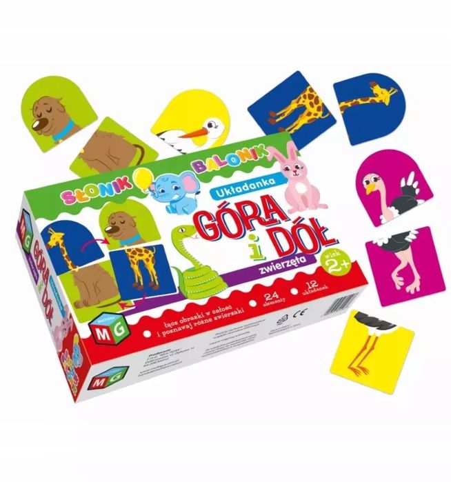 Układanka góra i dół, zwierzęta. Multigra