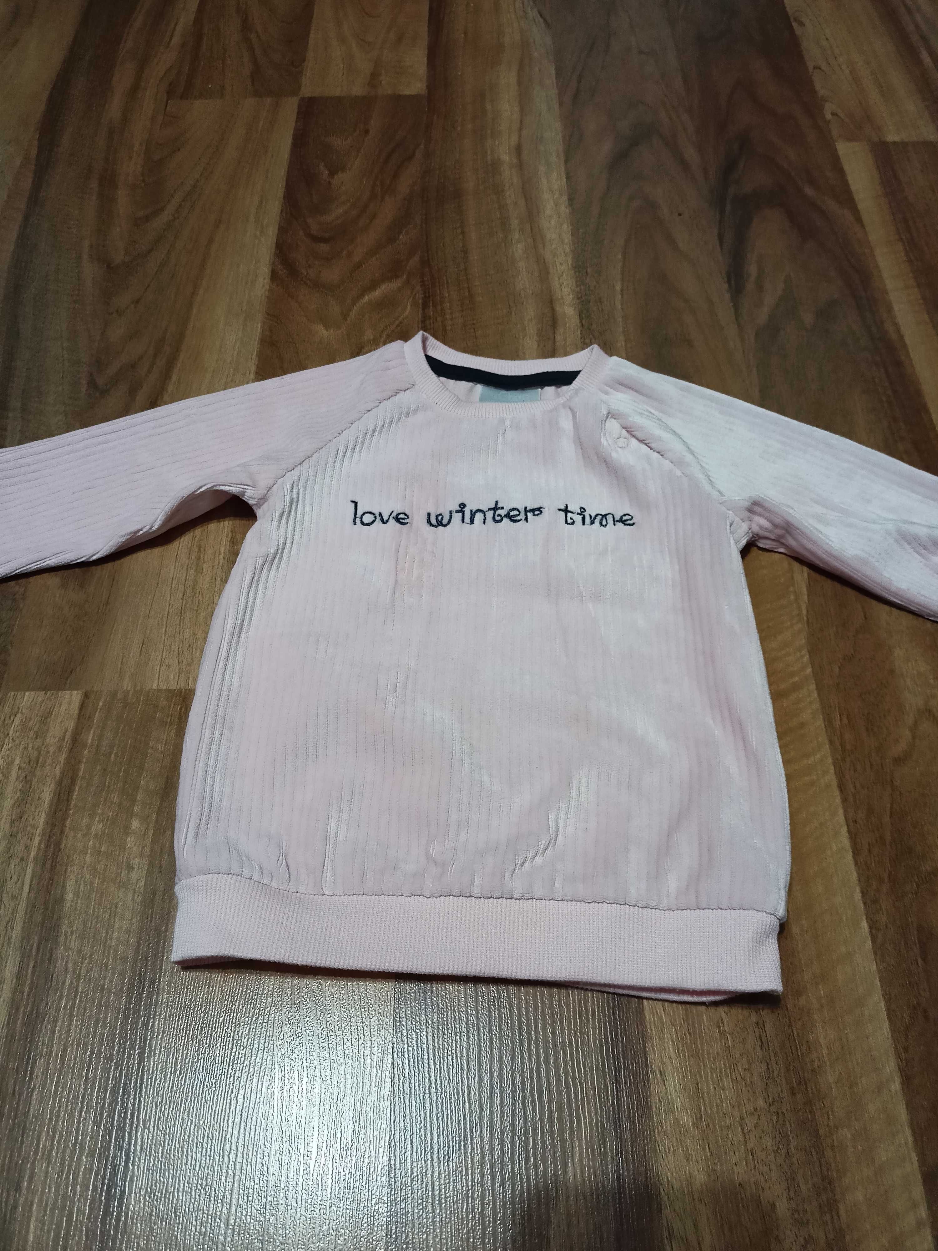 Rozmiar 80 bluza dla dziewczynki różowa welurowa