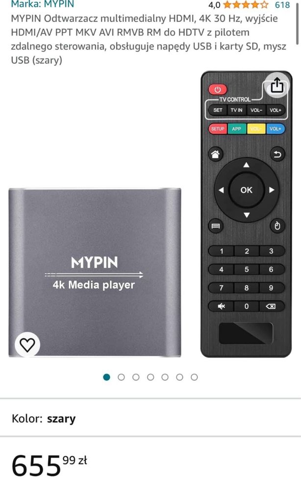 Odtwarzacz miltimedialny MYPIN MP031 4k Media Player
