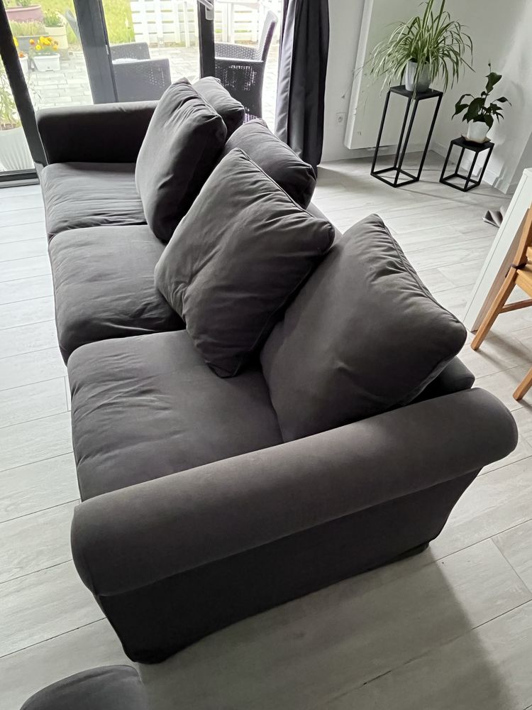 Sofa Ikea Gronlid uzywana szary + pokrycie jasnozielone