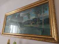 Obraz w drewnianej ramie za szkłem