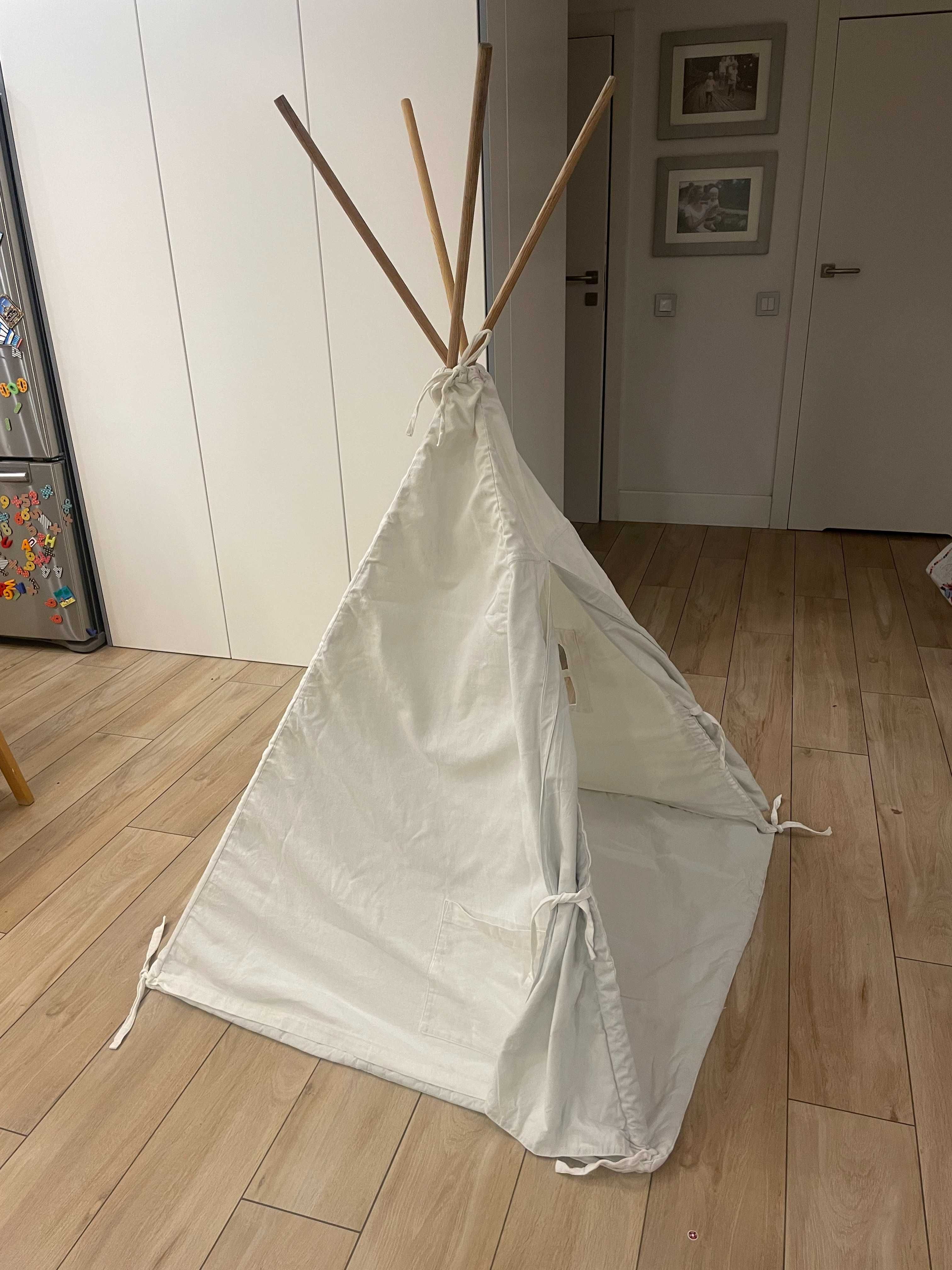 Namiot Tipi dla Dzieci – Biały/Jasno Szary – Idealny do Zabawy