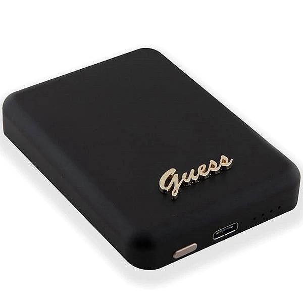 Powerbank indukcyjny Guess MagSafe Metal Script Logo 15W 5000mAh - cza