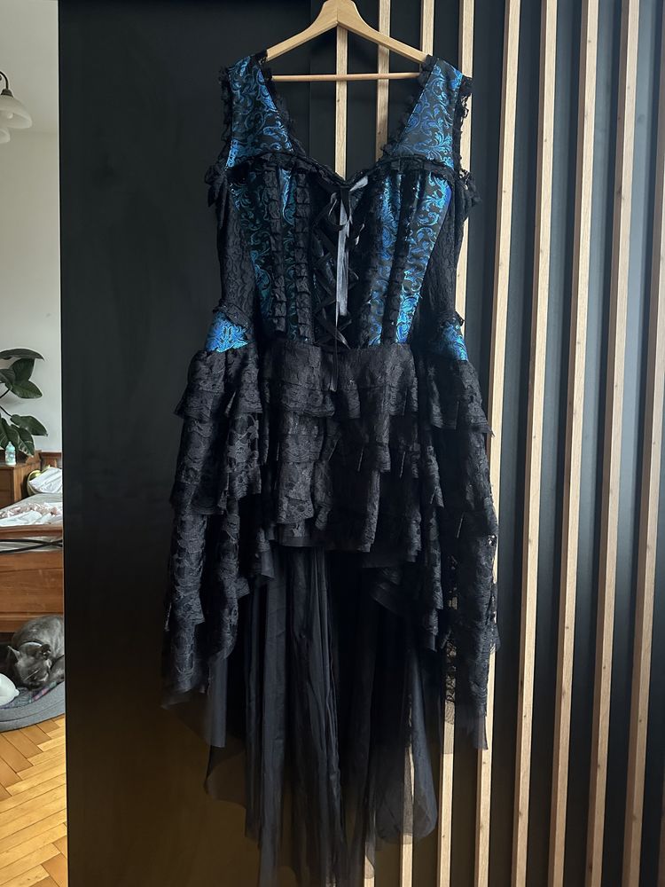 „Ophelie Dress" | Sukienka długa | Kolor: czarny/niebieski | Burleska