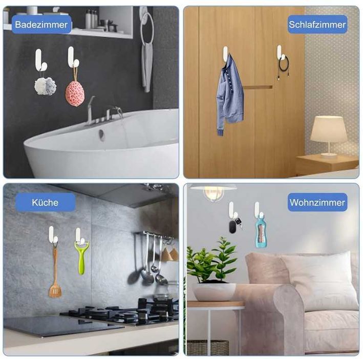 Haczyki samoprzylepne 17 sztuk białe AOROPS