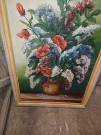 Duży obraz olejny kwiaty