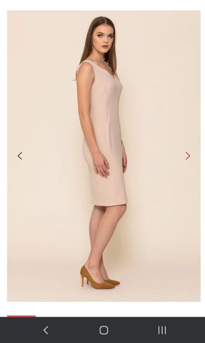 Beżowa sukienka na chrzciny lub wesele Vissavi rozm 44